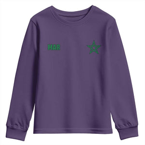 Morocco Youth Sweatshirt Green Star Minimalist Patriotic Pride Gift for Proud Moroccan TS10 Purple Print Your Wear