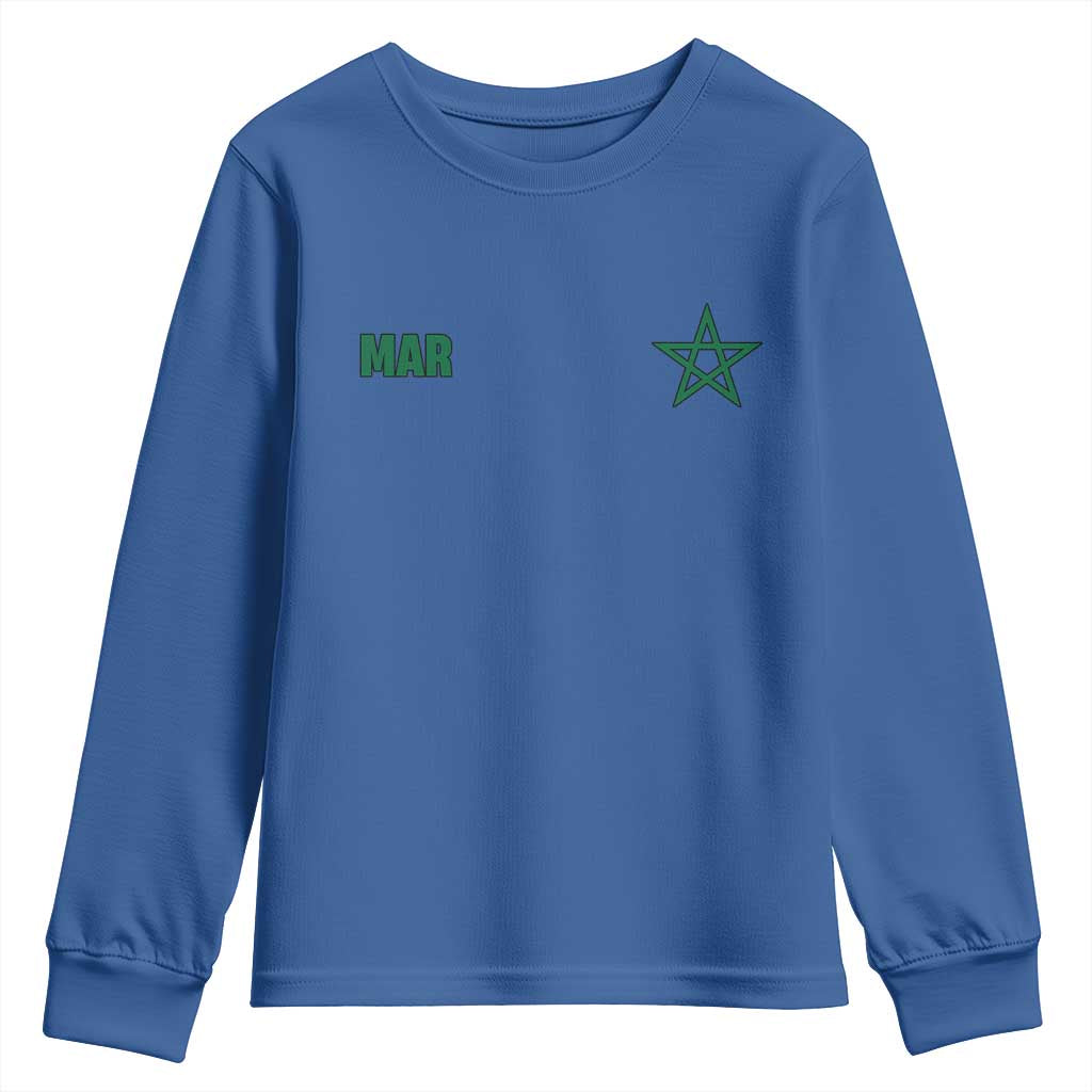 Morocco Youth Sweatshirt Green Star Minimalist Patriotic Pride Gift for Proud Moroccan TS10 Royal Blue Print Your Wear