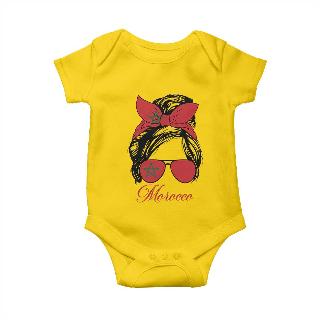 Morocco Girl Baby Onesie Moroccan Princess Morocco Flag Messy Bun TS10 Daisy Print Your Wear