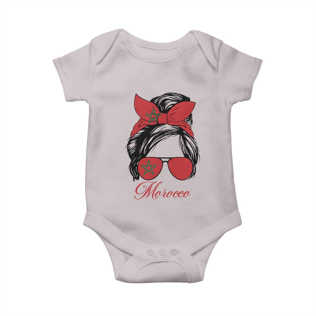 Morocco Girl Baby Onesie Moroccan Princess Morocco Flag Messy Bun TS10 Ice Gray Print Your Wear