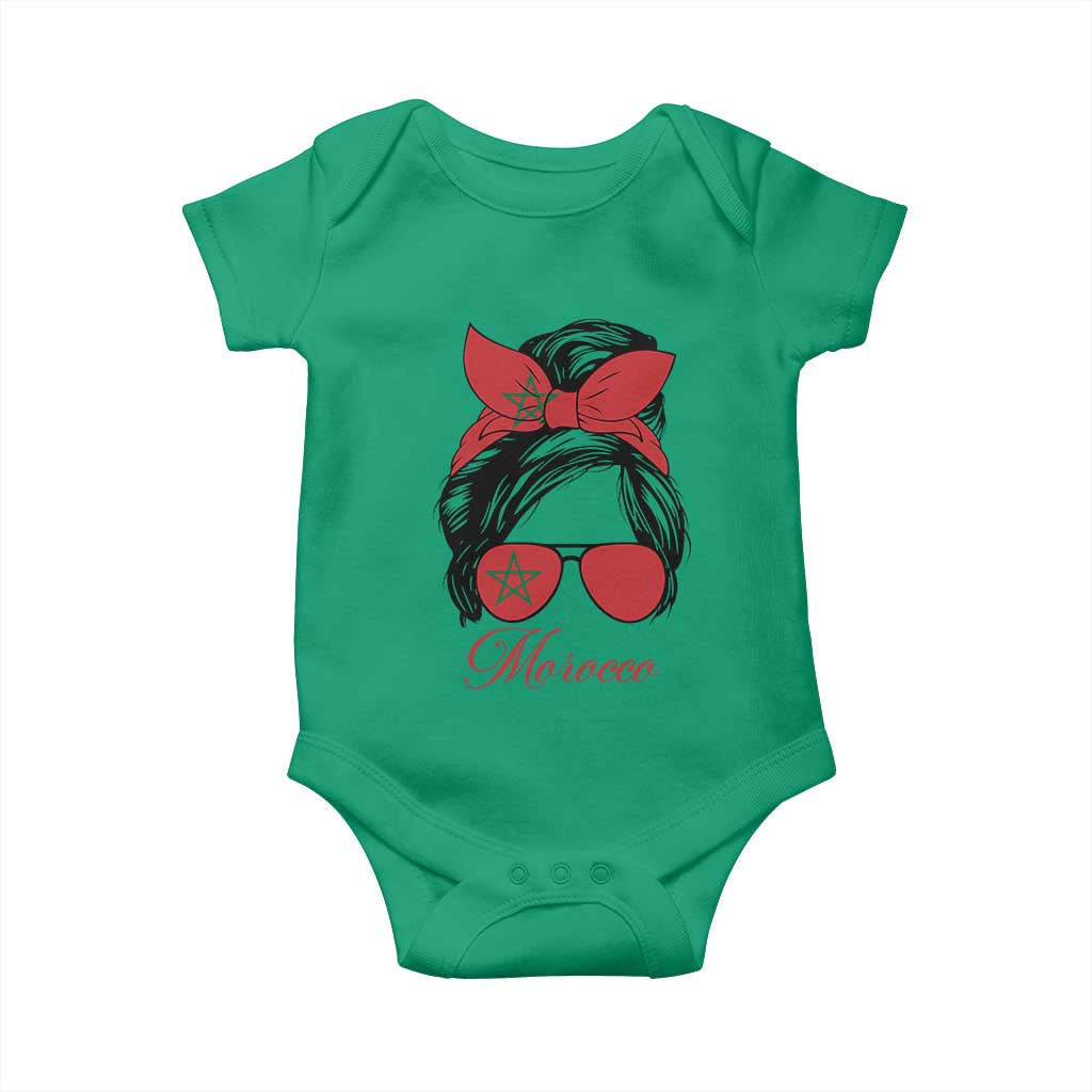 Morocco Girl Baby Onesie Moroccan Princess Morocco Flag Messy Bun TS10 Irish Green Print Your Wear
