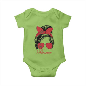 Morocco Girl Baby Onesie Moroccan Princess Morocco Flag Messy Bun TS10 Lime Print Your Wear