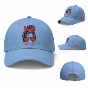 Morocco Girl Baseball Cap Moroccan Princess Morocco Flag Messy Bun TS10 Baseball Cap Universal Fit Light Blue Print Your Wear
