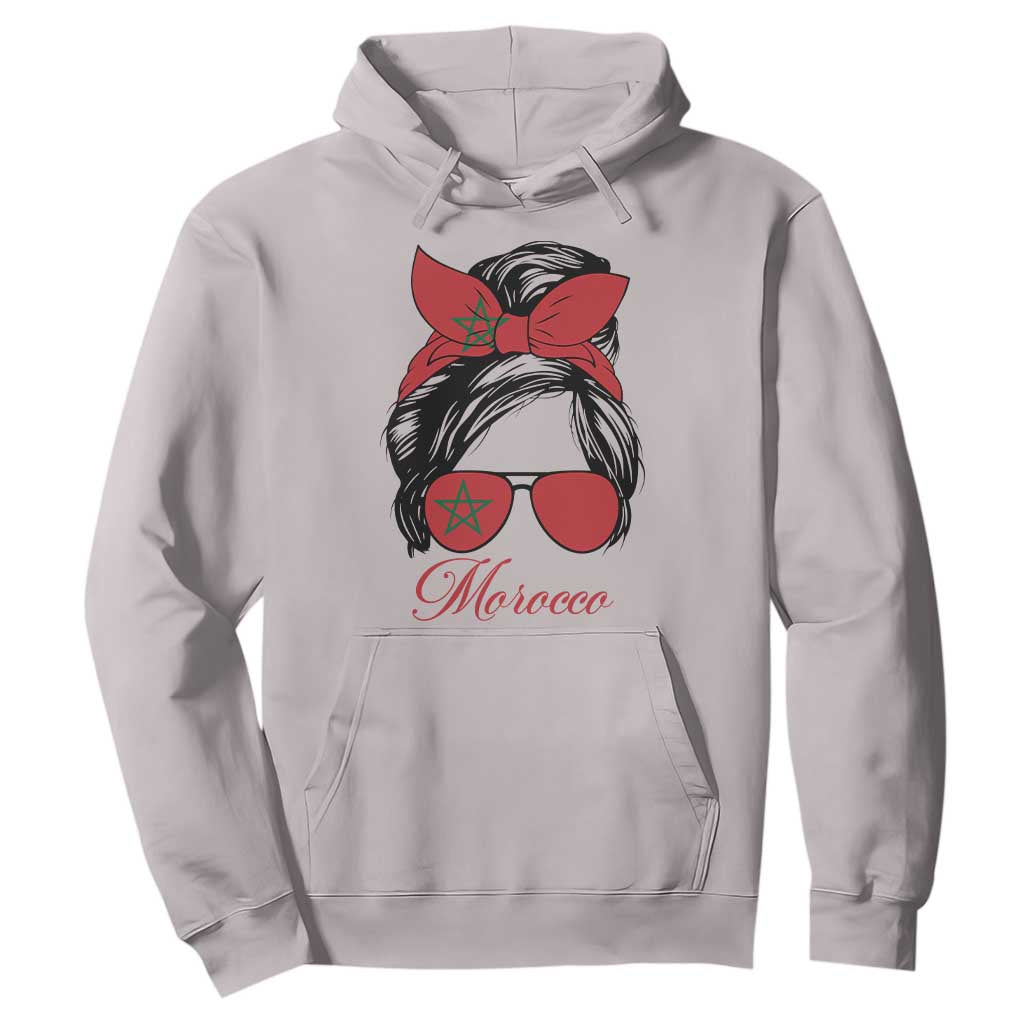 Morocco Girl Hoodie Moroccan Princess Morocco Flag Messy Bun TS10 Ice Gray Print Your Wear