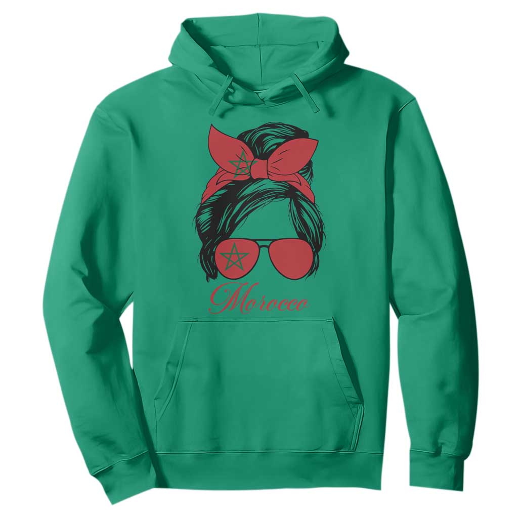 Morocco Girl Hoodie Moroccan Princess Morocco Flag Messy Bun TS10 Irish Green Print Your Wear