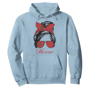 Morocco Girl Hoodie Moroccan Princess Morocco Flag Messy Bun TS10 Light Blue Print Your Wear