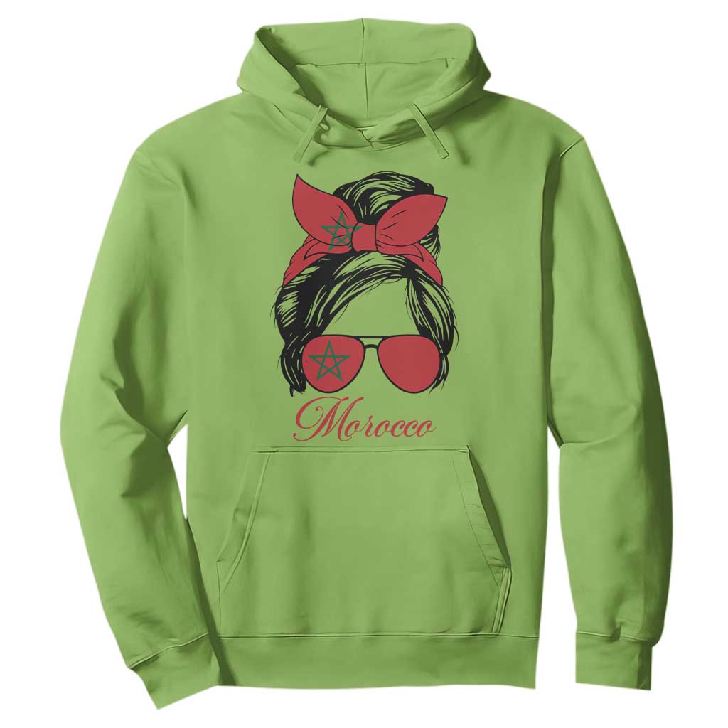 Morocco Girl Hoodie Moroccan Princess Morocco Flag Messy Bun TS10 S Lime Print Your Wear