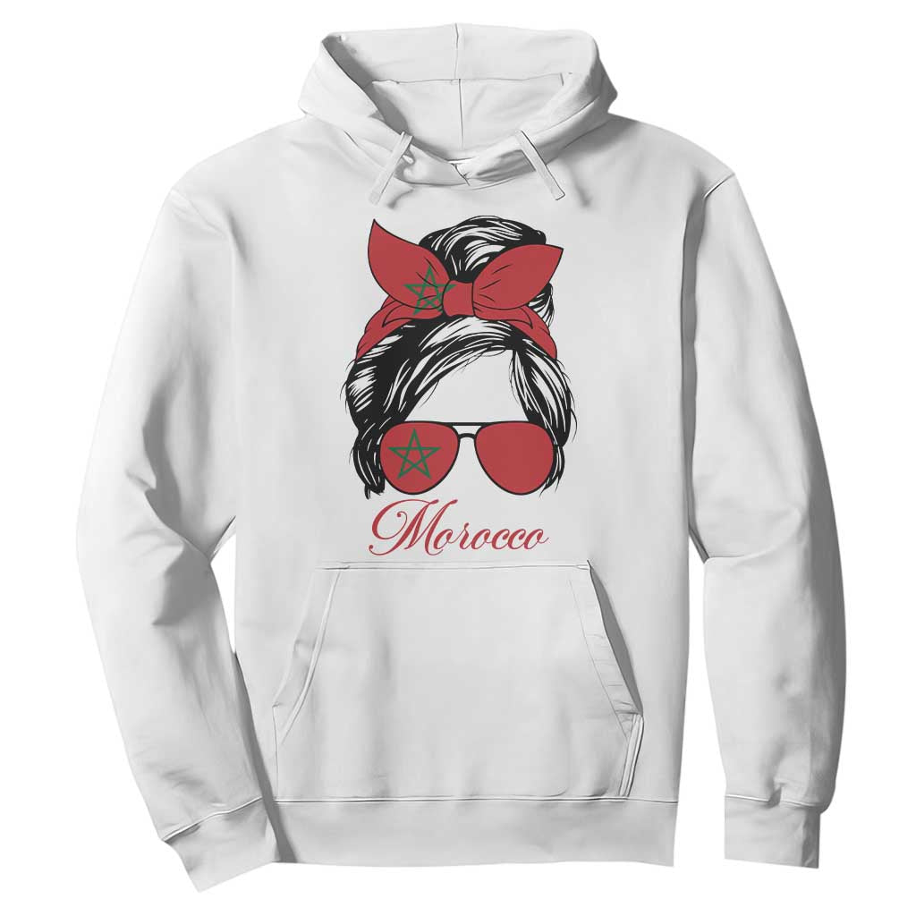 Morocco Girl Hoodie Moroccan Princess Morocco Flag Messy Bun TS10 White Print Your Wear