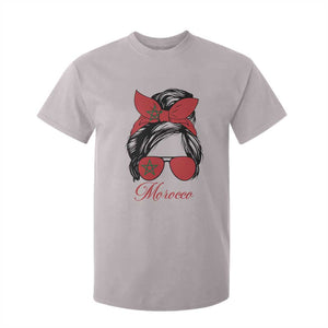 Morocco Girl T Shirt For Kid Moroccan Princess Morocco Flag Messy Bun TS10 Ice Gray Print Your Wear
