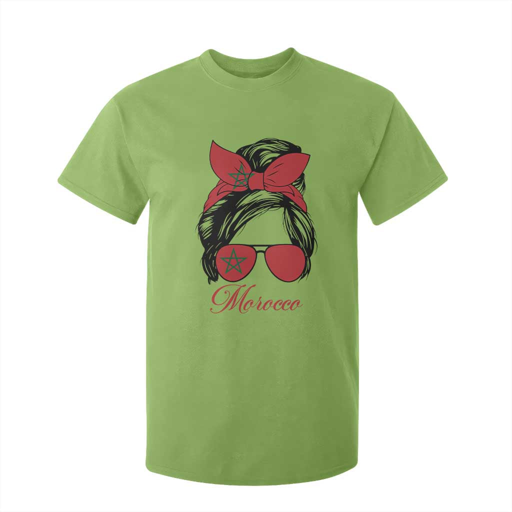 Morocco Girl T Shirt For Kid Moroccan Princess Morocco Flag Messy Bun TS10 Print Your Wear