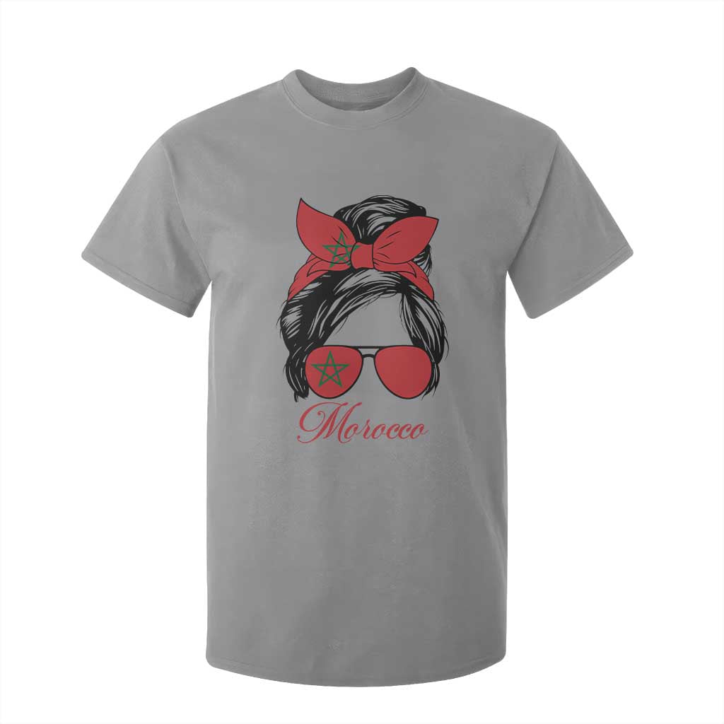 Morocco Girl T Shirt For Kid Moroccan Princess Morocco Flag Messy Bun TS10 Sport Gray Print Your Wear