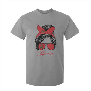 Morocco Girl T Shirt For Kid Moroccan Princess Morocco Flag Messy Bun TS10 Sport Gray Print Your Wear