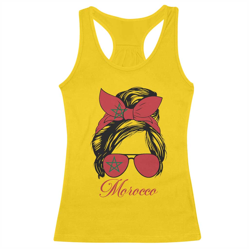 Morocco Girl Racerback Tank Top Moroccan Princess Morocco Flag Messy Bun TS10 Daisy Print Your Wear