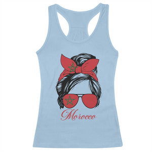 Morocco Girl Racerback Tank Top Moroccan Princess Morocco Flag Messy Bun TS10 Light Blue Print Your Wear