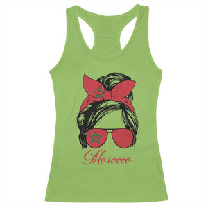 Morocco Girl Racerback Tank Top Moroccan Princess Morocco Flag Messy Bun TS10 Lime Print Your Wear