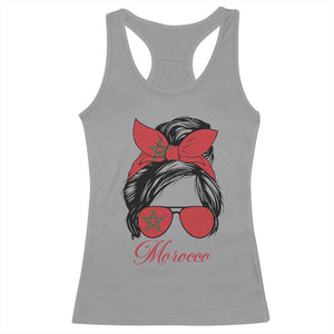 Morocco Girl Racerback Tank Top Moroccan Princess Morocco Flag Messy Bun TS10 Sport Gray Print Your Wear