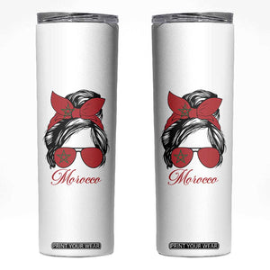 Morocco Girl Skinny Tumbler Moroccan Princess Morocco Flag Messy Bun TS10 White Print Your Wear