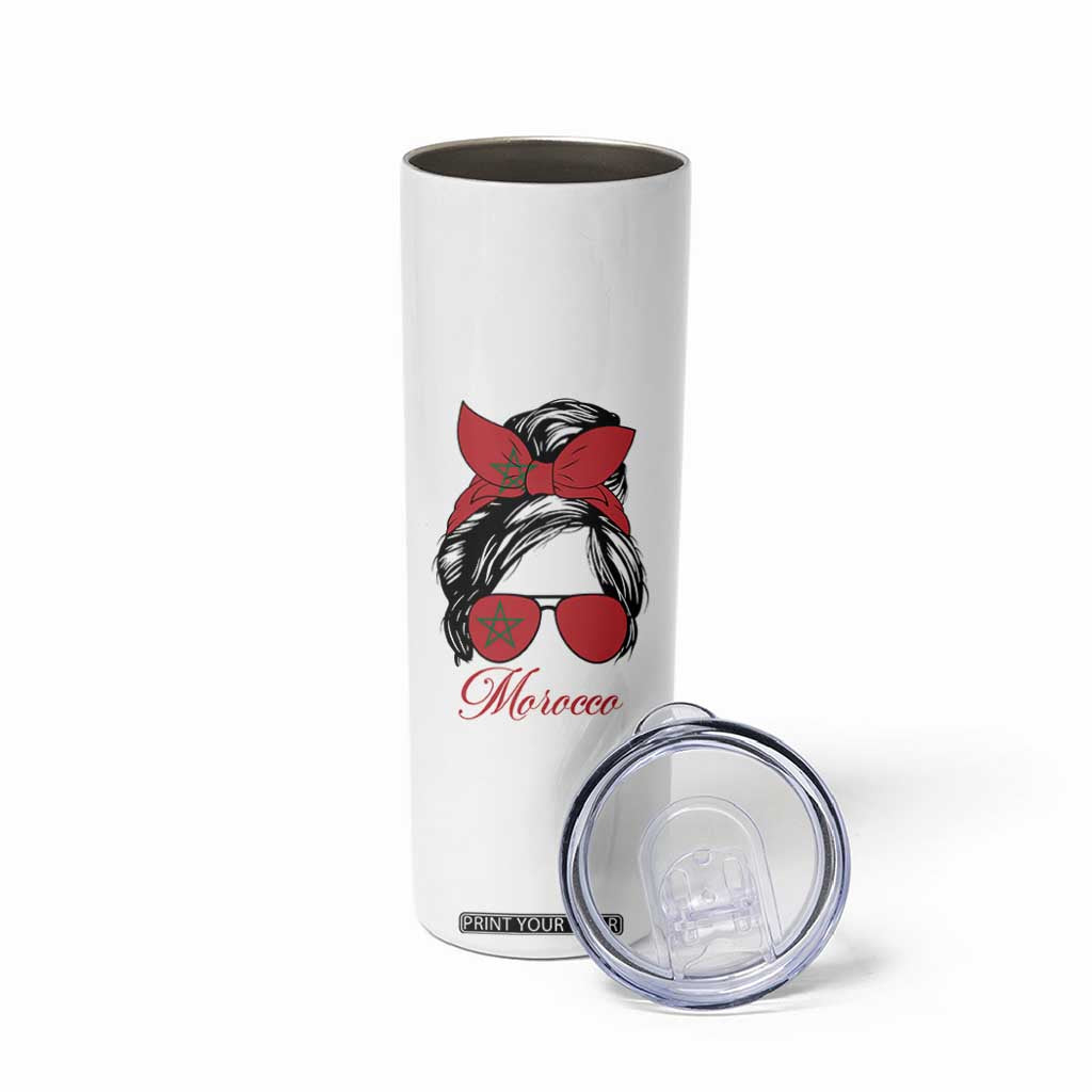 Morocco Girl Skinny Tumbler Moroccan Princess Morocco Flag Messy Bun TS10 Print Your Wear