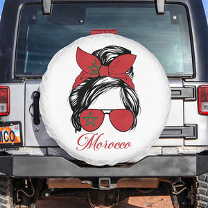 Morocco Girl Spare Tire Cover Moroccan Princess Morocco Flag Messy Bun TS10 No hole White Print Your Wear