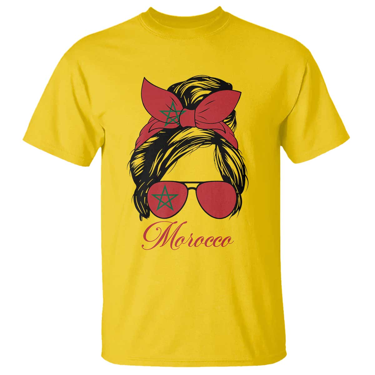 Morocco Girl T Shirt Moroccan Princess Morocco Flag Messy Bun TS10 Daisy Print Your Wear