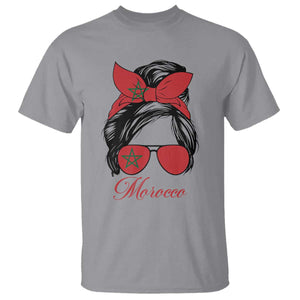Morocco Girl T Shirt Moroccan Princess Morocco Flag Messy Bun TS10 Sport Gray Print Your Wear