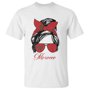 Morocco Girl T Shirt Moroccan Princess Morocco Flag Messy Bun TS10 White Print Your Wear