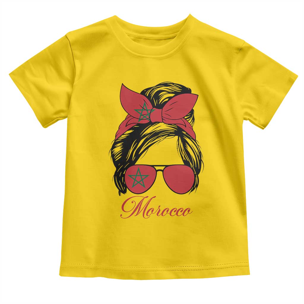 Morocco Girl Toddler T Shirt Moroccan Princess Morocco Flag Messy Bun TS10 Daisy Print Your Wear