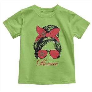 Morocco Girl Toddler T Shirt Moroccan Princess Morocco Flag Messy Bun TS10 Lime Print Your Wear