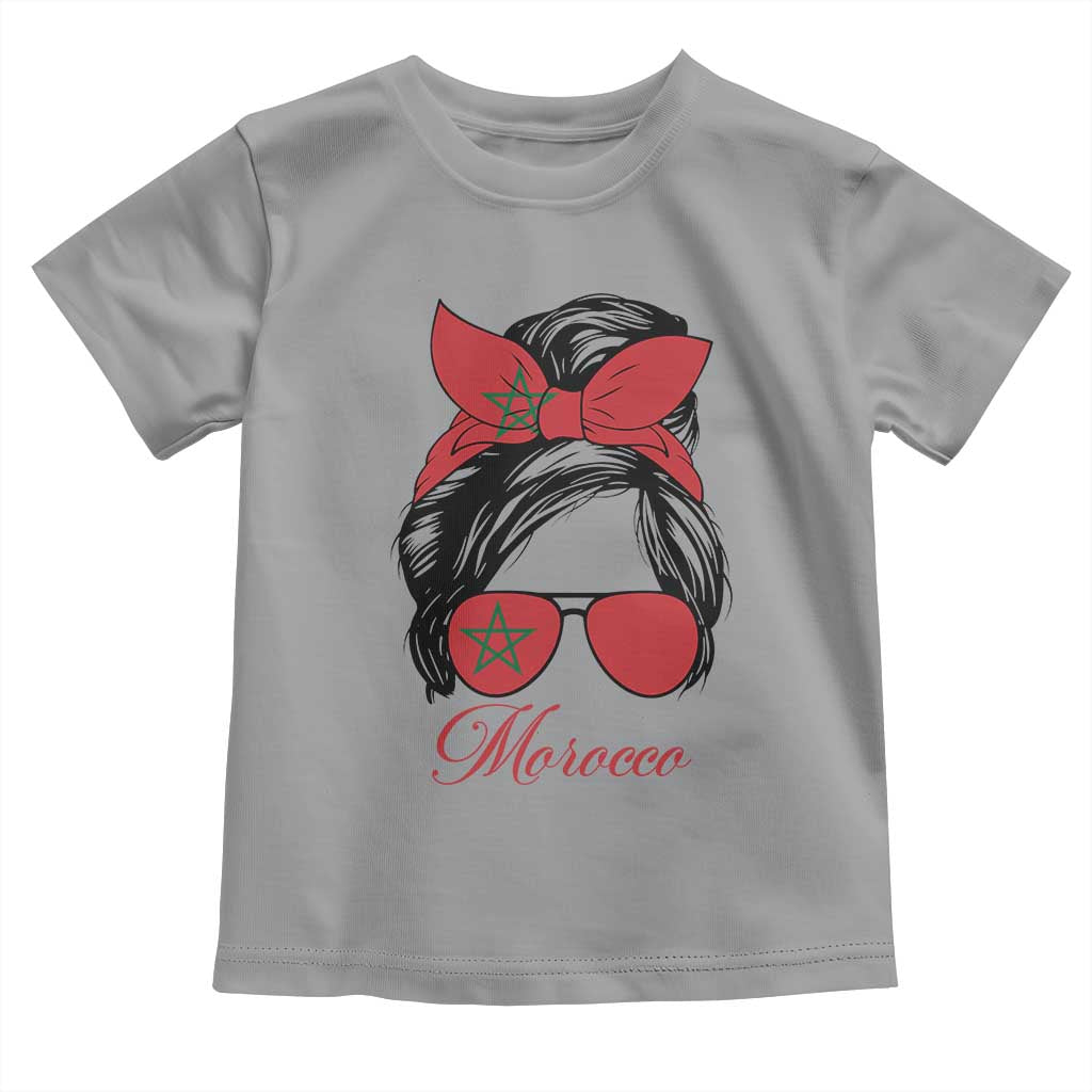 Morocco Girl Toddler T Shirt Moroccan Princess Morocco Flag Messy Bun TS10 Sport Gray Print Your Wear