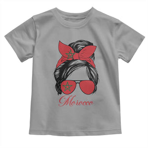 Morocco Girl Toddler T Shirt Moroccan Princess Morocco Flag Messy Bun TS10 Sport Gray Print Your Wear