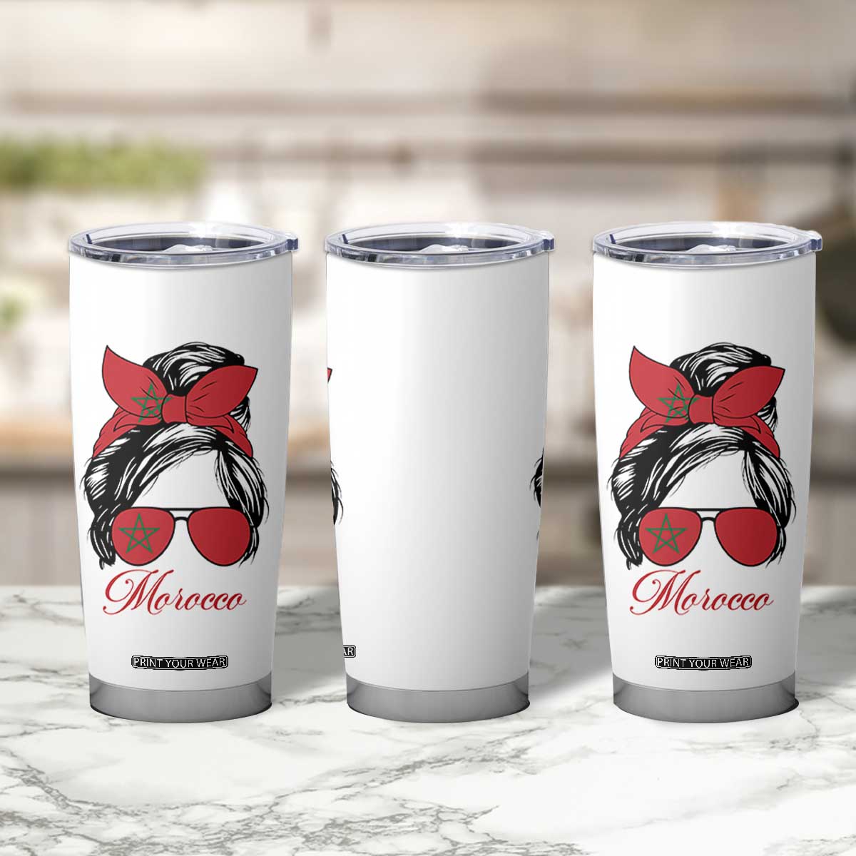 Morocco Girl Tumbler Cup Moroccan Princess Morocco Flag Messy Bun TS10 Print Your Wear