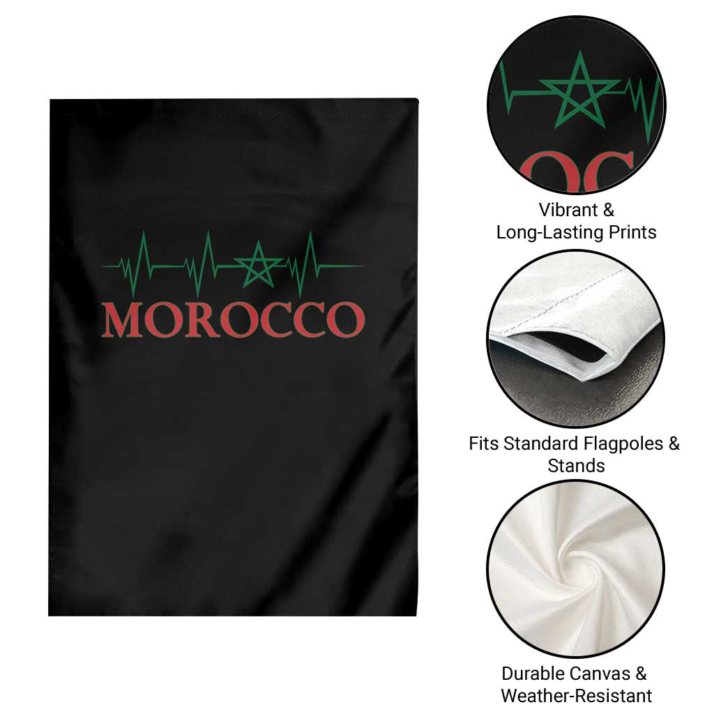 Morocco Garden Flag Heartbeat Green Star Patriotic Pride Gift for Proud Moroccan TS10 Print Your Wear