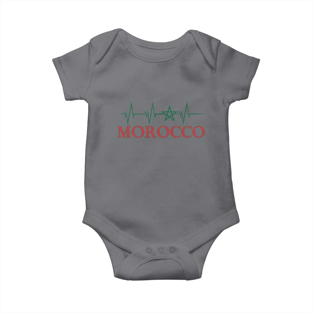 Morocco Baby Onesie Heartbeat Green Star Patriotic Pride Gift for Proud Moroccan TS10 Charcoal Print Your Wear