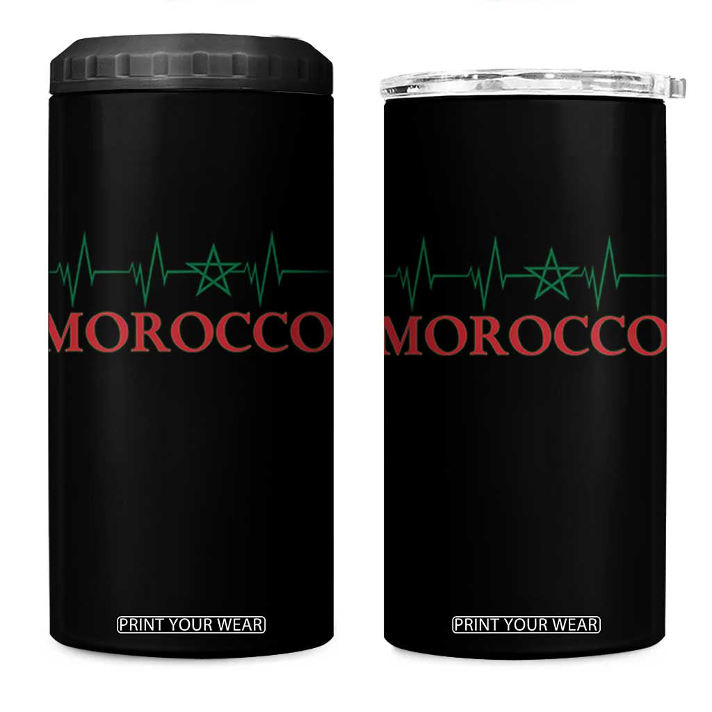 Morocco 4 in 1 Can Cooler Tumbler Heartbeat Green Star Patriotic Pride Gift for Proud Moroccan TS10 One Size: 16 oz Black Print Your Wear