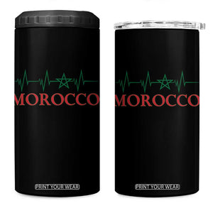 Morocco 4 in 1 Can Cooler Tumbler Heartbeat Green Star Patriotic Pride Gift for Proud Moroccan TS10 One Size: 16 oz Black Print Your Wear