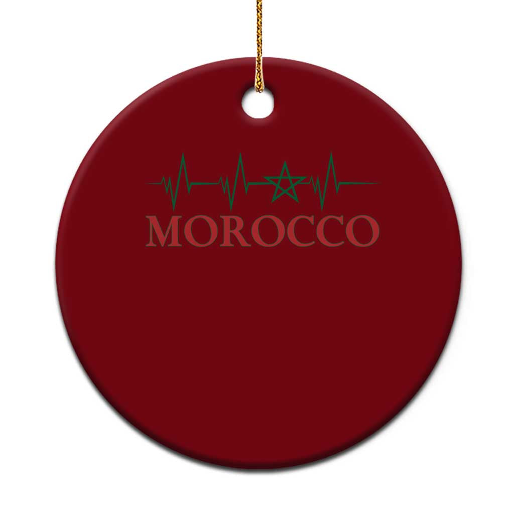 Morocco Ceramic Ornament Heartbeat Green Star Patriotic Pride Gift for Proud Moroccan TS10 1pc Red Print Your Wear