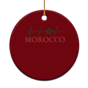 Morocco Ceramic Ornament Heartbeat Green Star Patriotic Pride Gift for Proud Moroccan TS10 1pc Red Print Your Wear