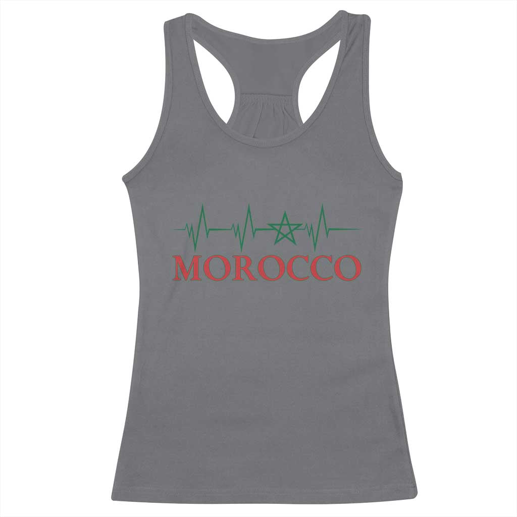 Morocco Racerback Tank Top Heartbeat Green Star Patriotic Pride Gift for Proud Moroccan TS10 Charcoal Print Your Wear