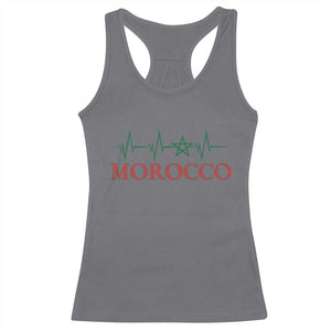 Morocco Racerback Tank Top Heartbeat Green Star Patriotic Pride Gift for Proud Moroccan TS10 Charcoal Print Your Wear
