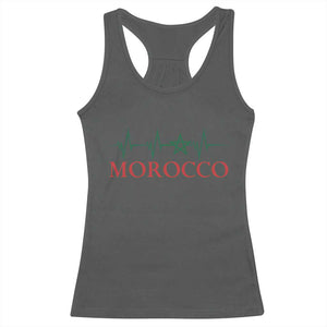Morocco Racerback Tank Top Heartbeat Green Star Patriotic Pride Gift for Proud Moroccan TS10 Dark Heather Print Your Wear