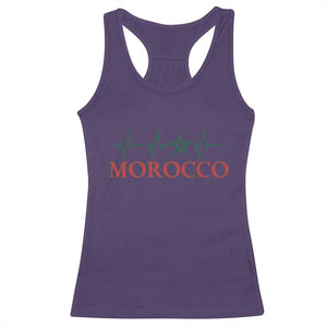 Morocco Racerback Tank Top Heartbeat Green Star Patriotic Pride Gift for Proud Moroccan TS10 Purple Print Your Wear