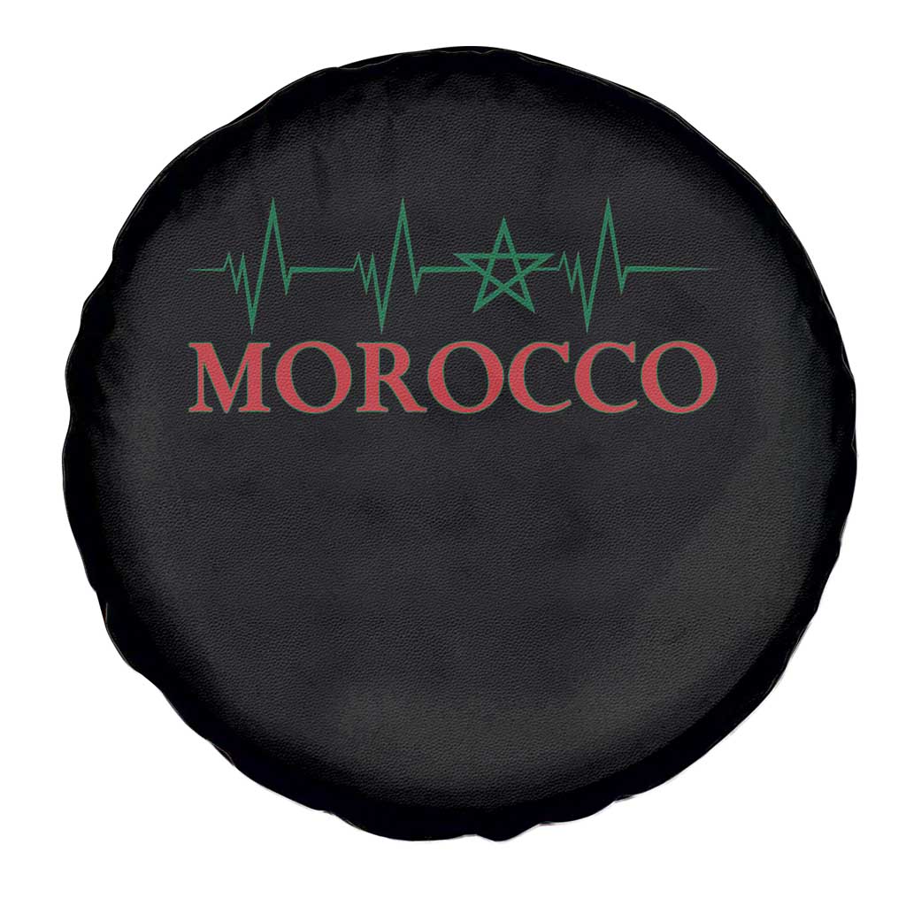 Morocco Spare Tire Cover Heartbeat Green Star Patriotic Pride Gift for Proud Moroccan TS10 Print Your Wear