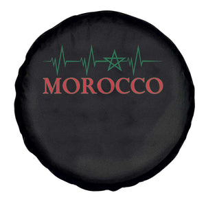 Morocco Spare Tire Cover Heartbeat Green Star Patriotic Pride Gift for Proud Moroccan TS10 Print Your Wear