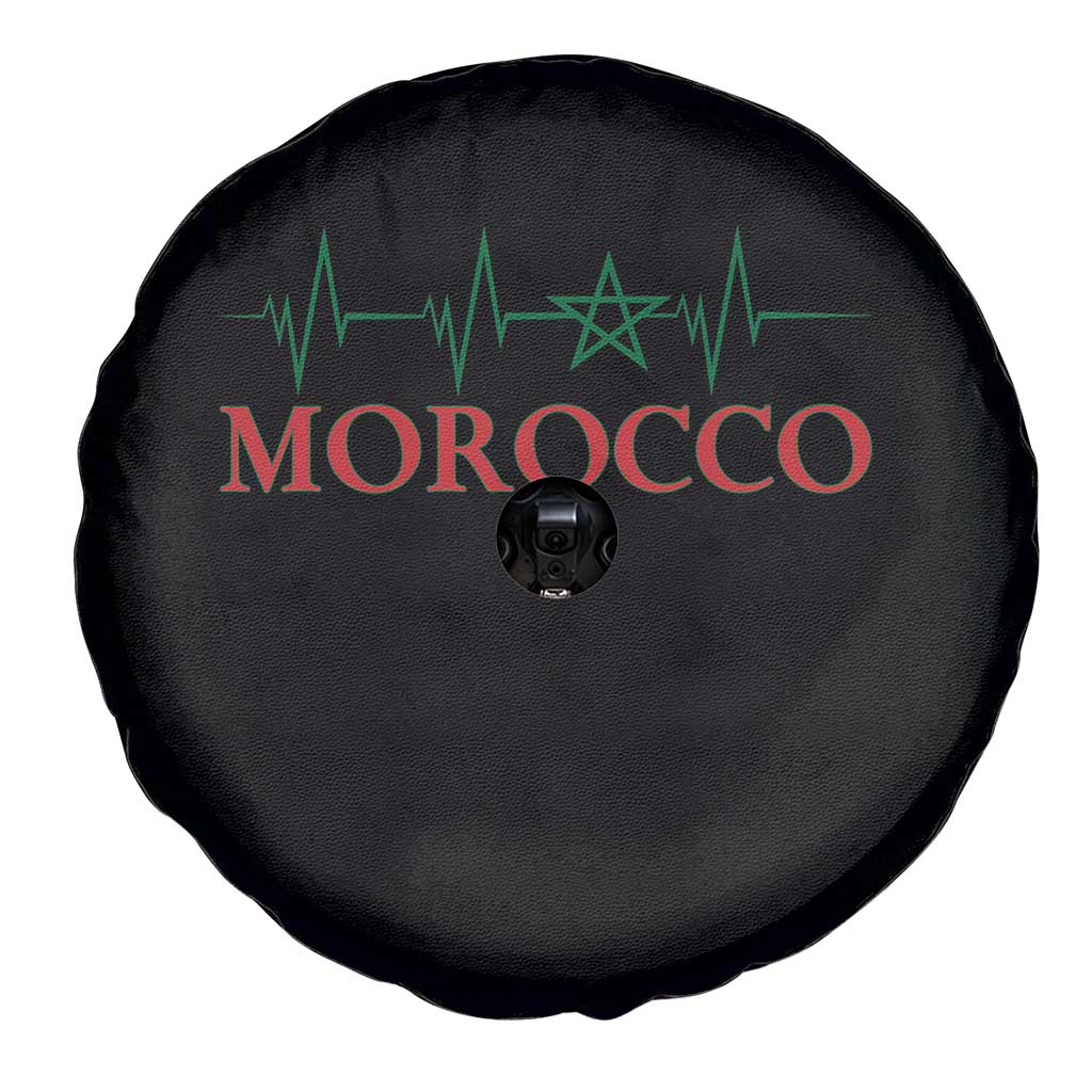 Morocco Spare Tire Cover Heartbeat Green Star Patriotic Pride Gift for Proud Moroccan TS10 Print Your Wear