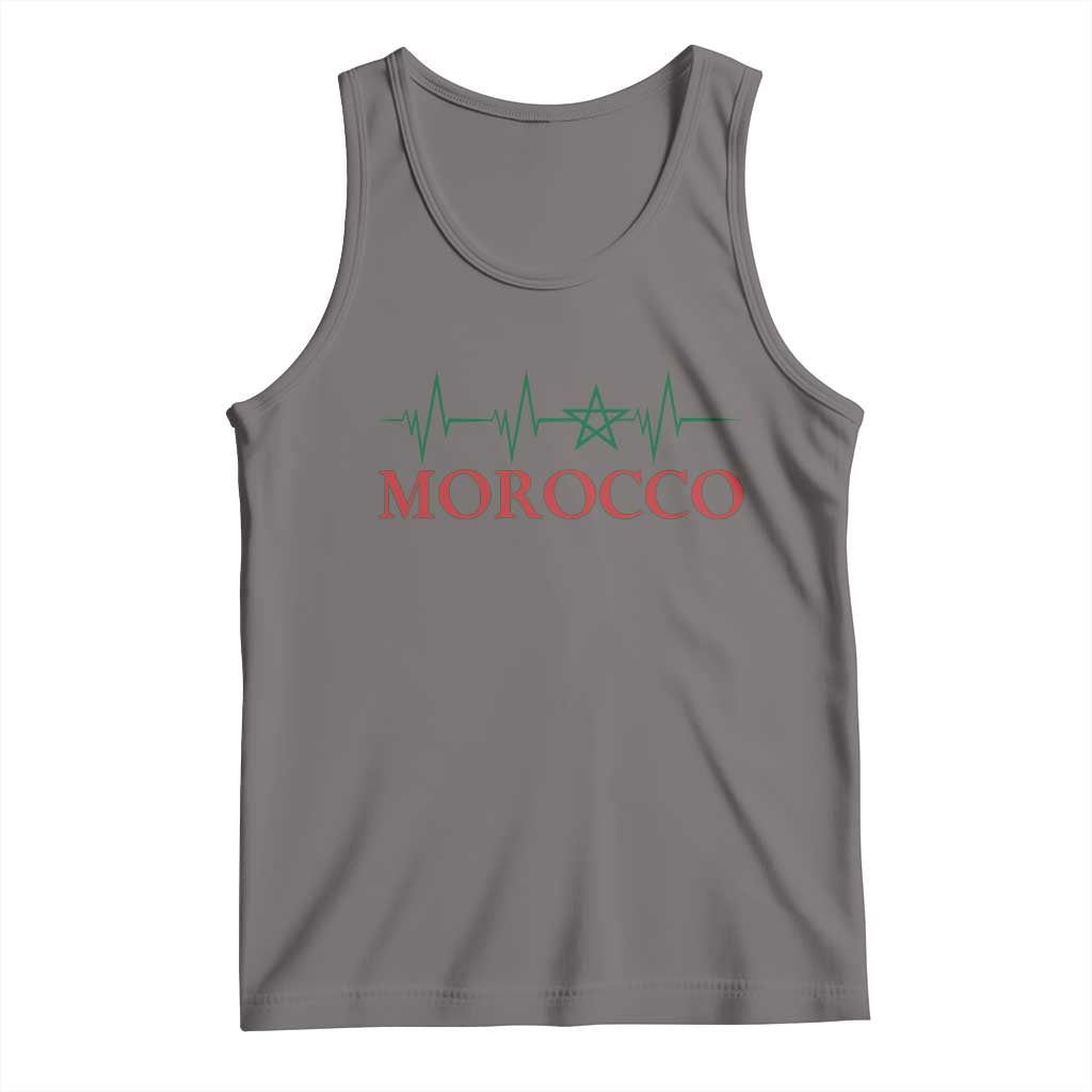 Morocco Tank Top Heartbeat Green Star Patriotic Pride Gift for Proud Moroccan TS10 Deep Heather Print Your Wear