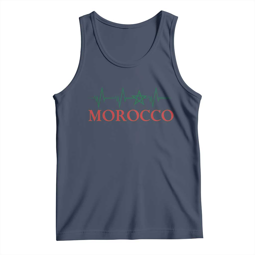 Morocco Tank Top Heartbeat Green Star Patriotic Pride Gift for Proud Moroccan TS10 Navy Print Your Wear