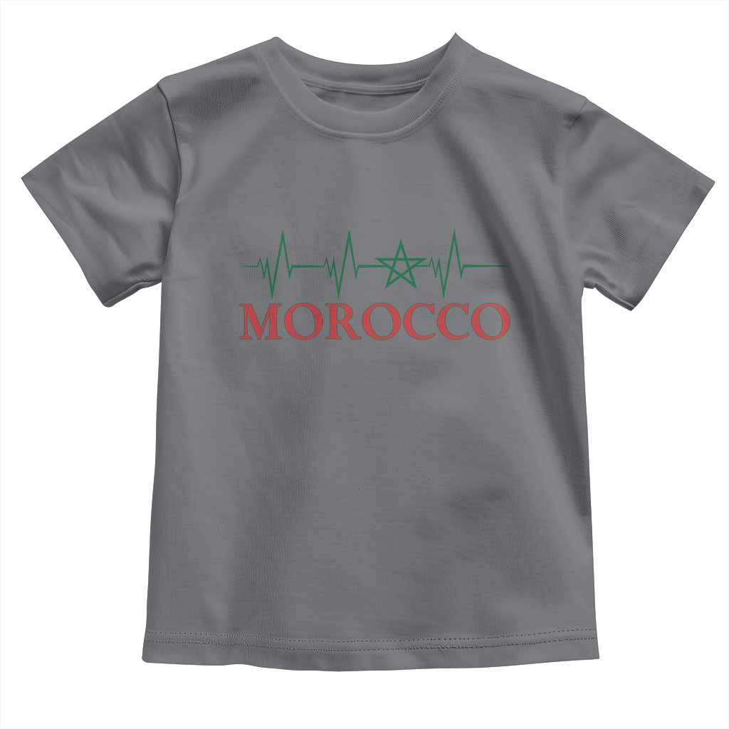 Morocco Toddler T Shirt Heartbeat Green Star Patriotic Pride Gift for Proud Moroccan TS10 Charcoal Print Your Wear