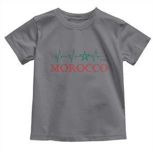 Morocco Toddler T Shirt Heartbeat Green Star Patriotic Pride Gift for Proud Moroccan TS10 Charcoal Print Your Wear