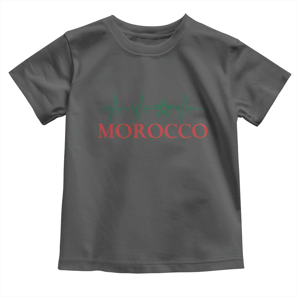 Morocco Toddler T Shirt Heartbeat Green Star Patriotic Pride Gift for Proud Moroccan TS10 Dark Heather Print Your Wear