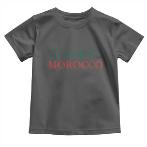 Morocco Toddler T Shirt Heartbeat Green Star Patriotic Pride Gift for Proud Moroccan TS10 Dark Heather Print Your Wear